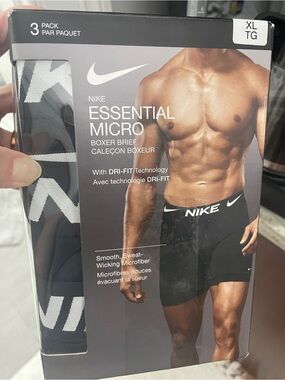 Nike Essential Micro Boxer Briefs - Black with White Logo (3 Pack)